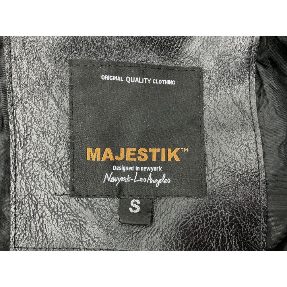 Majestik Graffiti Patch Studded Faux Leather Moto Jacket Unisex Size S - Picture 4 of 6